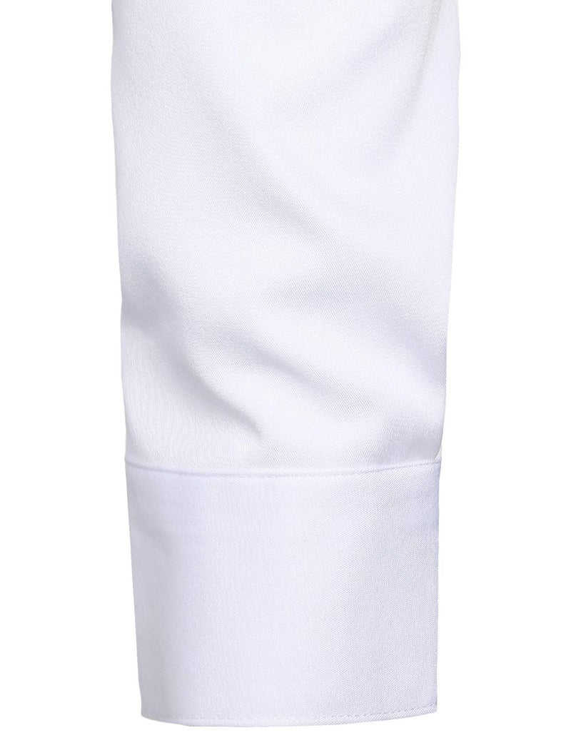 ZEROYAA Mens Hipster Solid Slim Fit Long Sleeve Mandarin Collar Dress Shirts ZLCL08 White Black Medium - Image 5